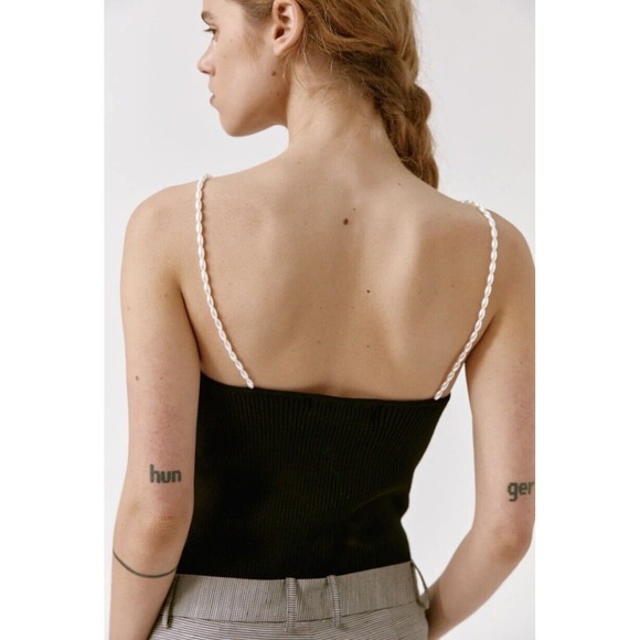 Musier Paris NWT Iconic Lena Pearl Tank Top in Black Size 38/Small - Picture 11 of 16